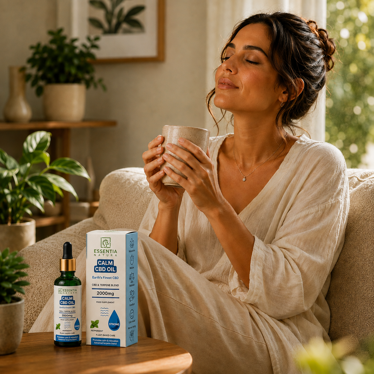 CALM CBD Oil 2000mg by Essentia Natura – peppermint flavoured high-strength CBD oil with terpene blend for relaxation and mental clarity
