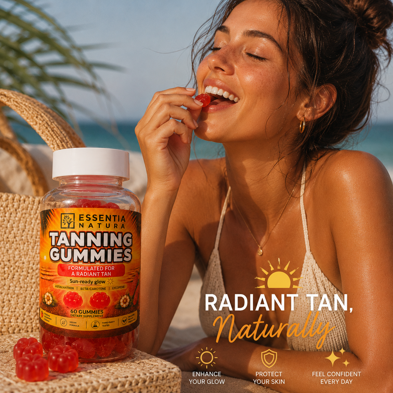 
                  
                    Tanning Gummies | Boost Melanin & Get a Radiant Tan Naturally | Essentia Natura | 60 Gummies
                  
                