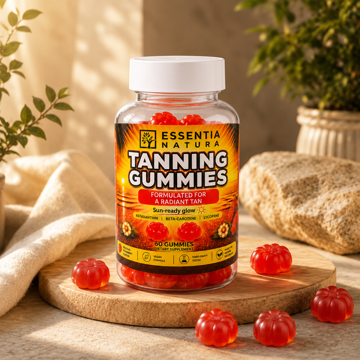 
                  
                    Tanning Gummies | Boost Melanin & Get a Radiant Tan Naturally | Essentia Natura | 60 Gummies
                  
                