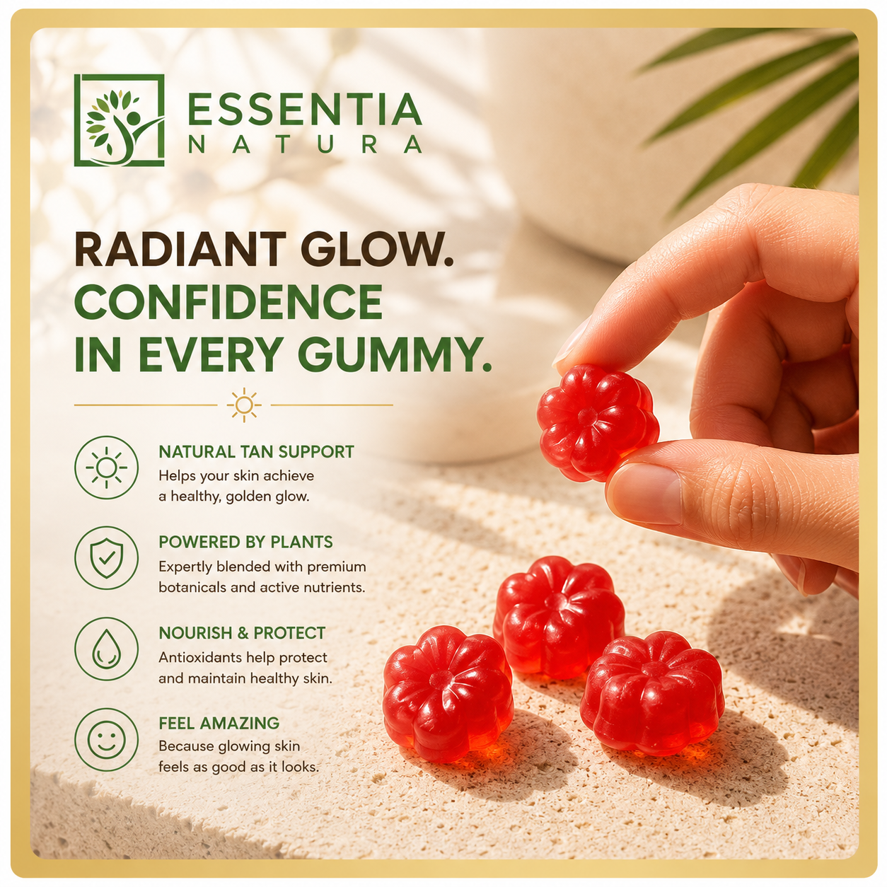 
                  
                    Tanning Gummies | Boost Melanin & Get a Radiant Tan Naturally | Essentia Natura | 60 Gummies
                  
                